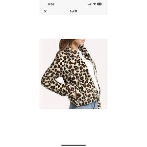 Z Supply The Leopard Sherpa Teddy Bear Cropped Jacket Full Zip Small Evereve